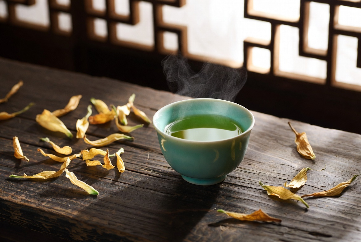 Tea ceremony with rising steam